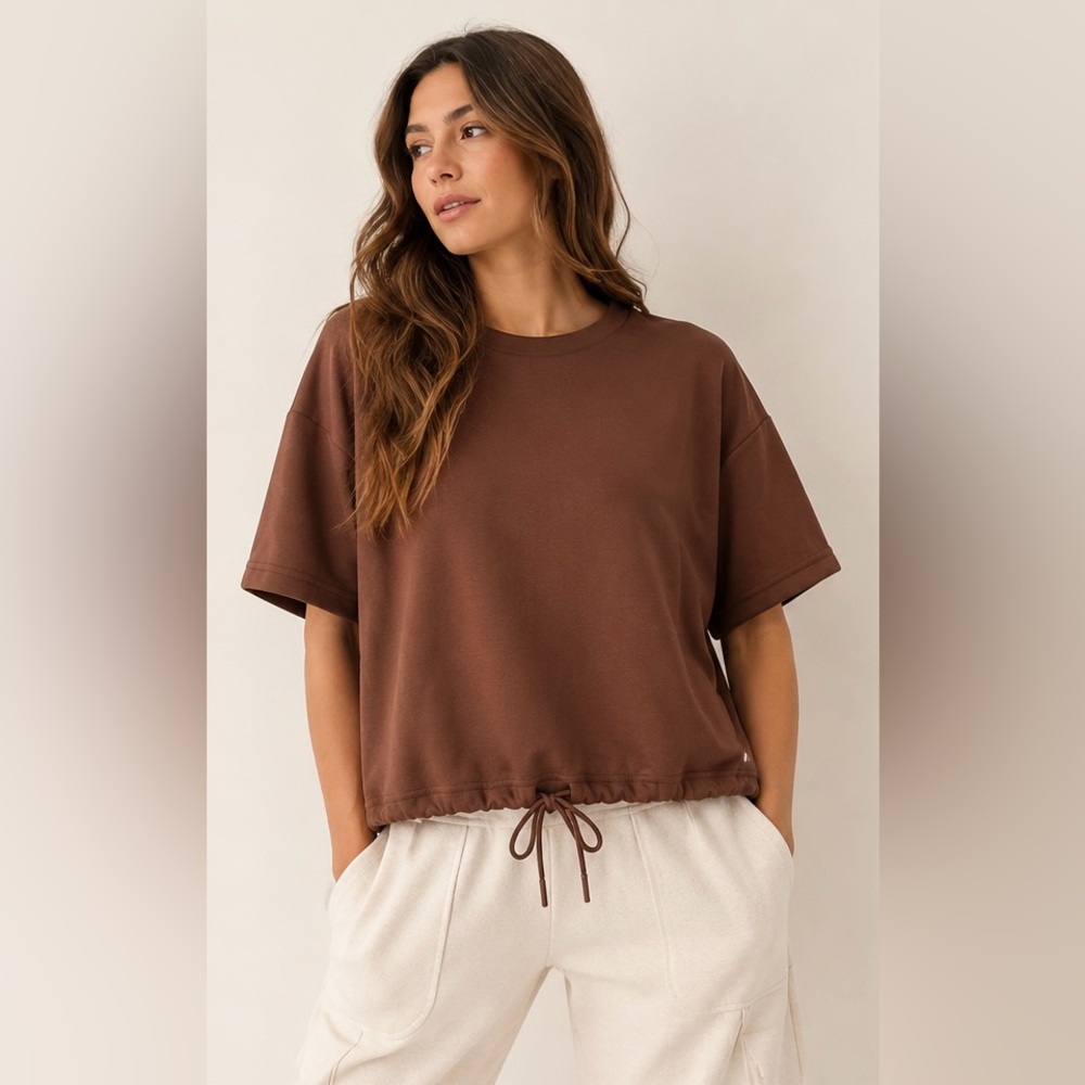Z By Zella Brown Turn Garment Short Sleeve Top Size Small